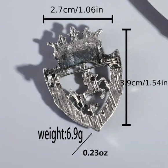 REGAL SHIELD BROOCH in Silver - Picture 2 of 2